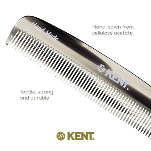 Kent 7T G All Fine Tooth Pocket Comb for Men - Handmade Travel Hair Comb for Grooming and Styling