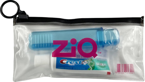 ZiQ Set 3 Set Travel Kit with Toothpaste, Mouthwash, Toothbrush, and Floss Picks