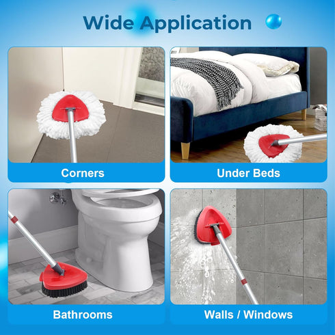 Spin Mop Head Replacement for EasyWring 1 Tank - Upgraded Scrub Brush Mop Set with 2 Microfiber Mop Refills and Handle