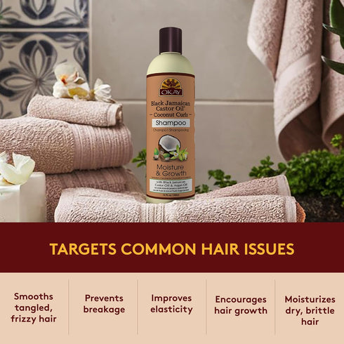 Okay Black Jamaican Castor Oil Shampoo - Natural, Moisturizing Jamaican Castor Shampoo, Strengthen & Restore Damaged