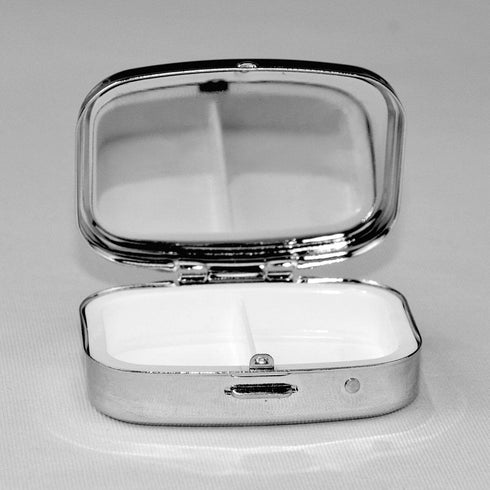 XBubupX 2 Owl Vintage Glasses Perched On A Bar Cart Pill Box Square Metal Pill Case with Compartment Travel Pill