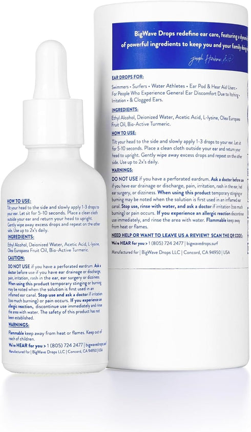 Fast-Acting Ear Drops - Preferred by Professional Athletes for Ear Discomfort, Infections, Swimmer’s Ear, Clogged Ears
