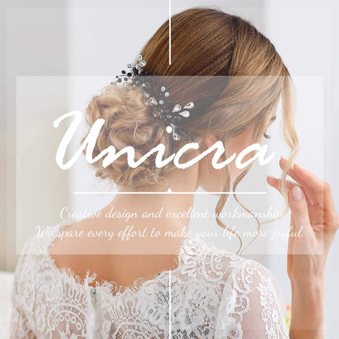 Unicra Black Hair Pins for Brides, Bridal Crystal Hair Piece Accessories for Women and Girls