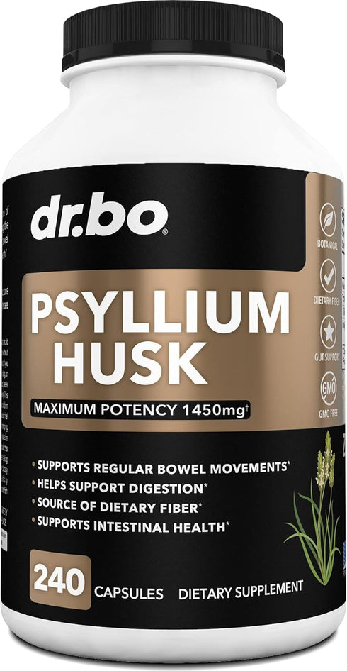 Psyllium Husk Capsule Fiber Supplement, Natural Powder Capsules for Constipation Relief for Adults