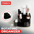 Masirs Small Rotating Makeup Organizer - A Mini Yet Spacious Cosmetic Storage Solution with Multiple Compartments. The Perfect Spinning Make-Up Caddy for Vanity or Bathroom Counter. (Square - Black) by Masirs