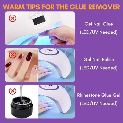Makartt Nail Glue Kit - Brush on Nail Glue 7ML, Glue Remover 10ML, Cuticle Oil, and Wooden Sticks