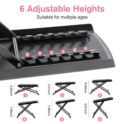 Subay Pedicure Foot Rest, 6 Heights Adjustable Foot Stand for Pedicure, Foldable Non-Slip Pedicure Stand for Easy At Home Pedicures, No More Bending or Stretching Pedicure Stool Tool for Home Foot Spa