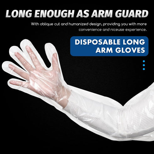 300/100 Pcs Veterinary Dressing Gutting Gloves, 1.6 Mil Thickness Long Disposable Hunting Gloves