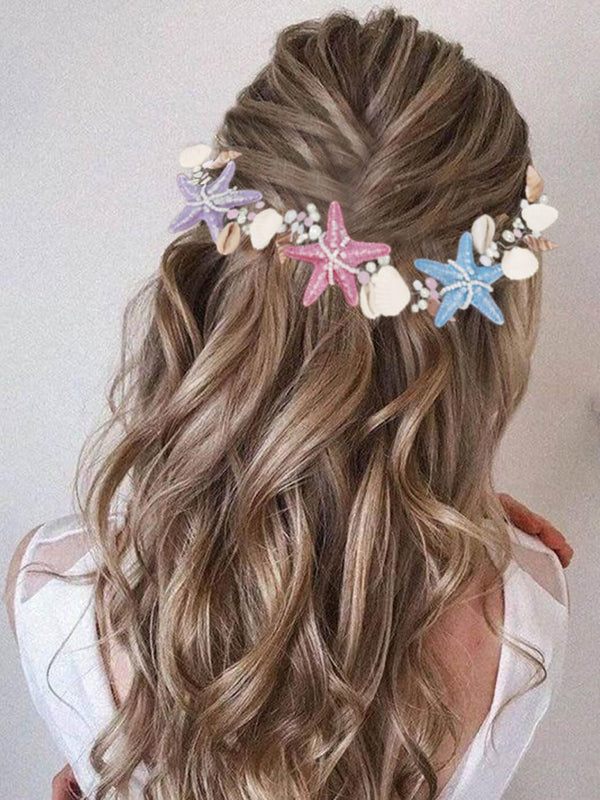 Unicra Seashell Bride Wedding Hair Vine - Starfish Bridal Headband, Pearl Beach Accessories for Women and Girls