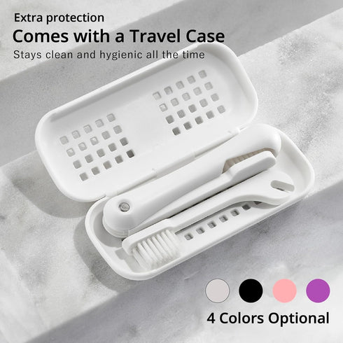Replaceable Travel Size Foldable Toothbrush Kit - Built with Case, Dual-Layer Bristles, Portable for Office, Business