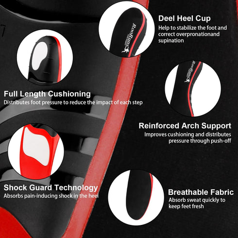 Plantar Fasciitis Insoles, RooRuns 280+ lbs High Arch Support Orthotics for Flat Feet, Pain Relief for Heavy Duty Use