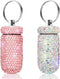 2 Pack Portable Pill Case, Bling Rhinestone Pill Container Box, Waterproof Medication Holder Organizer with Keychain