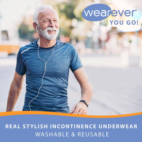 Wearever Men's Incontinence Underwear - Reusable & Washable Bladder Control Briefs, Regular Absorbency, Gray (Pack of 3)