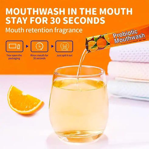 Probiotic Mouthwash, 0.11fl.oz X 20pcs, Removes Tooth Stains, Soft Cool Mouth Feeling, Protect Clean Deodorant Teeth -