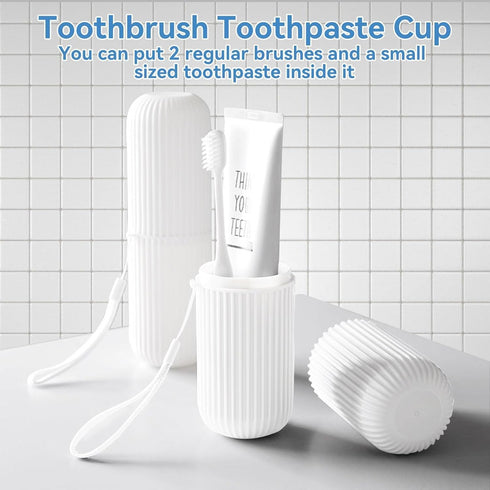 Toothbrush Travel Case, Portable Plastic Container for Traveling, Toothbrush Holders (White)