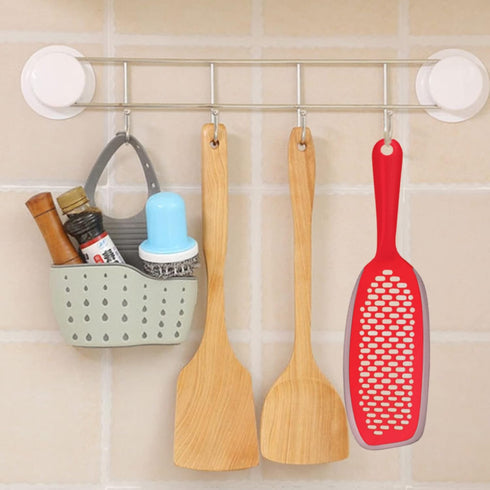 EZ Kitchen Dish Squeegee with Silicone Food Strainer, Non-Slip Scrapers for Pots, Pans, Bowls, 2-Pack, Red