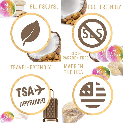 Sweet & Sassy 3 Shampoo Bars - All Natural, Organic, SLS Free, Plastic Free, Safe for Color Treated Hair - Coconut