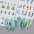 Sea Animals Nail Art Adhesive Sticker, 3D Self-Adhesive Decals, Holographic Shell Fish Jellyfish Decoration