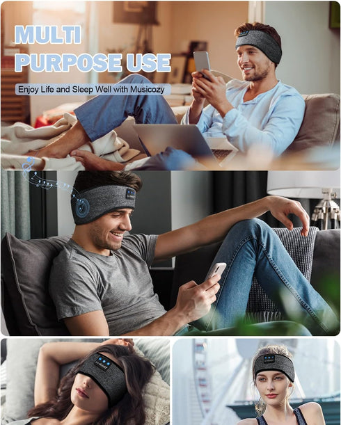 LC-dolida Wireless Bluetooth Sleep Headphones Headband for Sleeping Music Sleep Mask with Thin HD Stereo Speakers