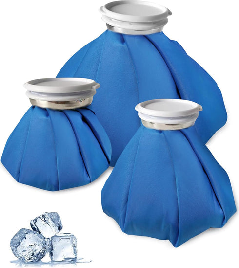 Ice Pack Bags for Injuries, Reusable 3 Packs Hot Water Bag for Pain Relief, Leak-Proof Elastic Ice Bag, Sizes 6, 9, 11