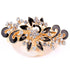 Women's Multilayered Peacock Shaped Rhinestone French Barrette Hair Clip, Black