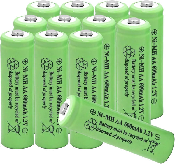 XFULL 12 Packs AA Ni-MH 600mAh Rechargeable Batteries 1.2v Doulbe A Size for