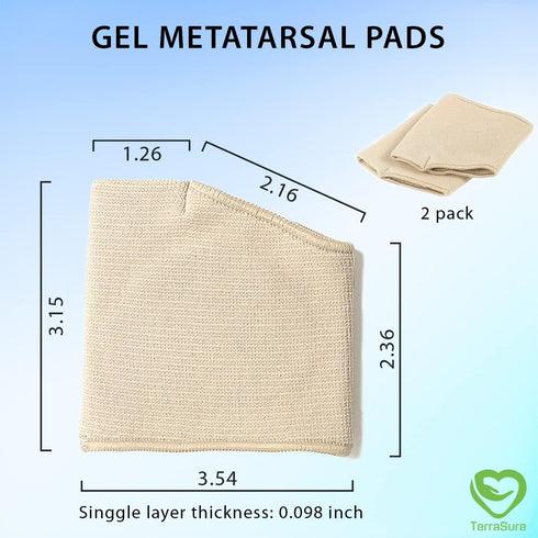 Metatarsal Sleeve with Gel Pads - 4 Pcs for Ball of Foot Pain Relief, Soft Gel for Metatarsalgia, Mortons, Neuroma