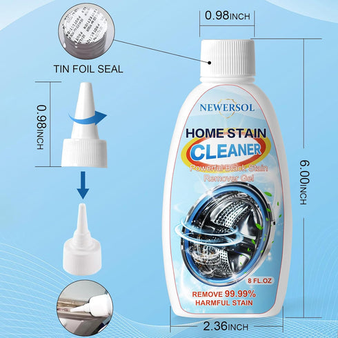 NEWERSOL 8Fl Oz Black Stain Remover Gel Washing Machine Cleaner Front Loader Grout Cleaner Home Stain Removal Gel