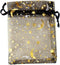 SUNGULF 100Pcs Sheer Organza Drawstring Pouches, 4x5 Inches, Stars And Moon Wedding Party Favor Bags (Black)