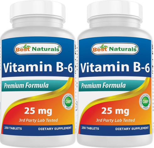 Best Naturals Vitamin B6 25mg - 250 Tablets (Pack of 2)