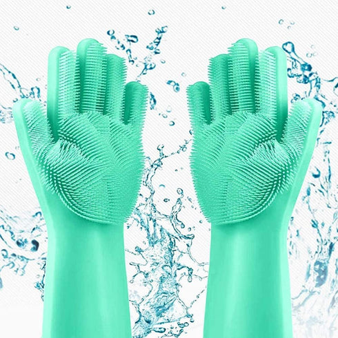 Louis Donn Reusable Silicone Dishwashing Glove, Heat Resistant Kitchen Glove, Silicone Massaging