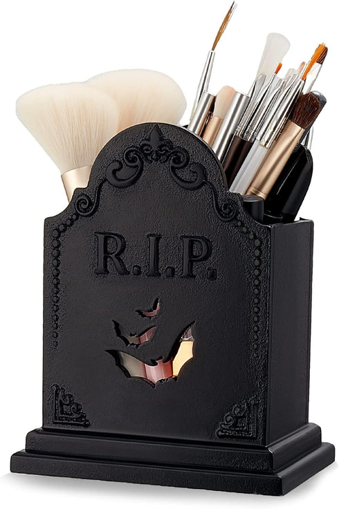 Gueevin Tombstone Gothic Makeup Brush Holder, Unisex, Black