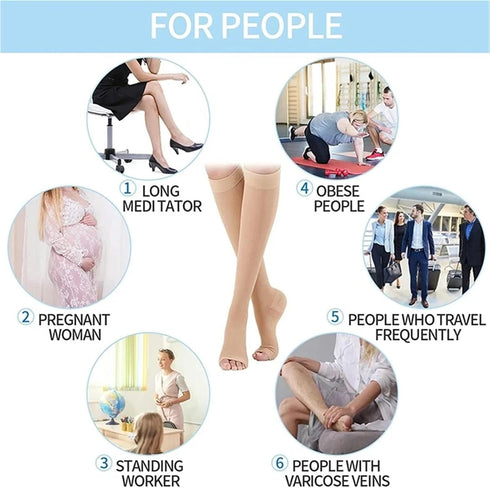 hougna 4 Hose(YS001-155-BK,S-M) Durable Pairs Compression Socks Prevent Varicose Veins Toeless Support