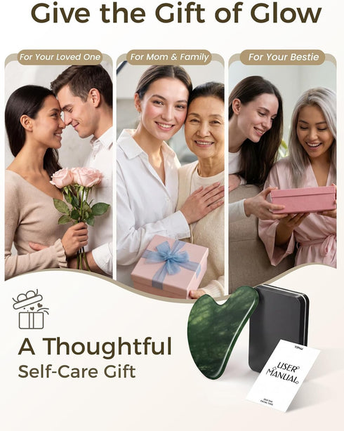 tophld Gua Sha Facial Tool Jade Guasha Tool for Face, Neck & Body Gua Sha Tool for Lymphatic Drainage, Puffiness