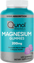 Qunol Magnesium Gummies 200mg, High Absorption Magnesium Supplement, Supports Nerve, Bone, Muscle Health, 120 Count