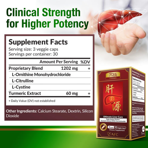 AFC Japan Ultimate Liver Care - Detox Formula for Fatty Liver, Amino Acids L-Ornithine, L-Citrulline, L-Cystine +
