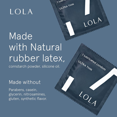 LOLA Water-Based Lube & Ultra Thin Latex Condoms Bundle - Natural Lubricant and Natural Rubber Latex