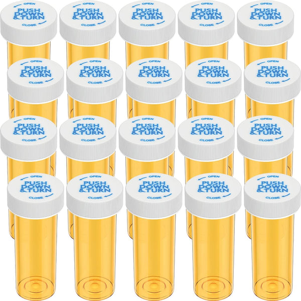 Urekt Empty Plastic Medicine Pill Bottles with Child Resistant Caps, 6 Dram Small