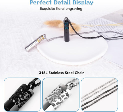 Essential Oil Diffuser Necklaces for Women, 2PCS Stainless Steel Locket Pendant with 20 Felt Pads, Gift Set
