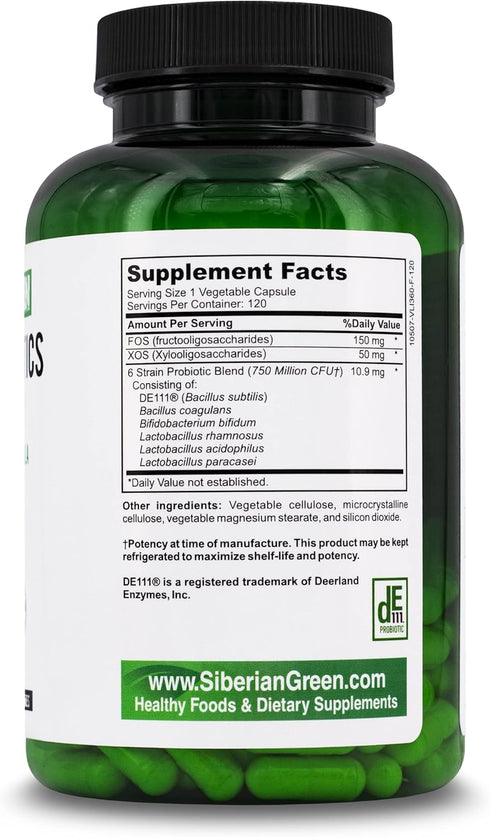 6 Super Probiotics, 120 Capsules, Traditional Formula with Bifido & Lacto Acidophilus for Digestion