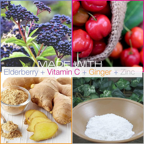 Smarter Elderberry Capsules + Vitamin C + Ginger & Zinc, Herbal Supplement, Powerful Black Elder Berry Extract, 60