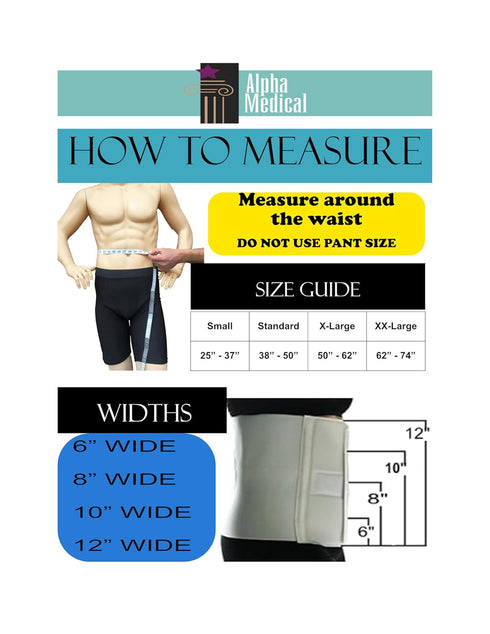 Abdominal Binder for Men and Women, Postpartum Wrap, Surgical Binder, Hernia Support, 12" High, 50"-62" Waist