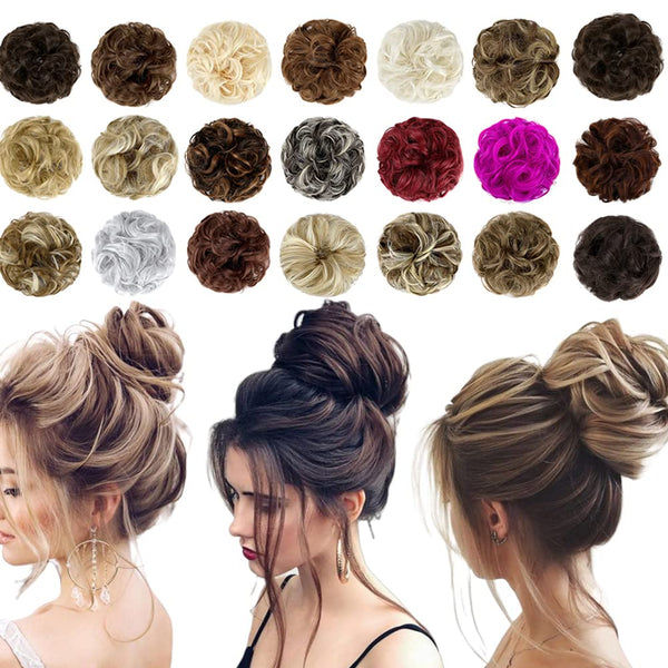 Messy Bun Hair Piece, Thick Updo Scrunchies Hair Extensions for Women, Dark Auburn