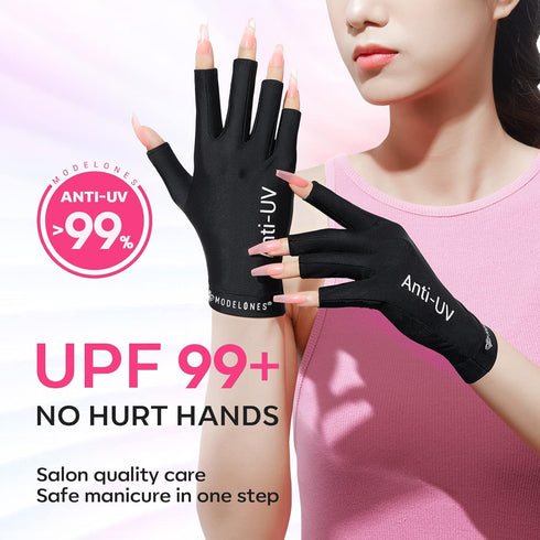 Modelones Gel Nail Lamp with UV Gloves, 48W Nail Dryer with 3 Timer Settings for Gel Polish, Professional UPF99+ UV