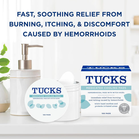 TUCKS Medicated Cooling Pads, 200 Count Witch Hazel Pads for Sensitive Areas, Cleanse and Protect from Irritation