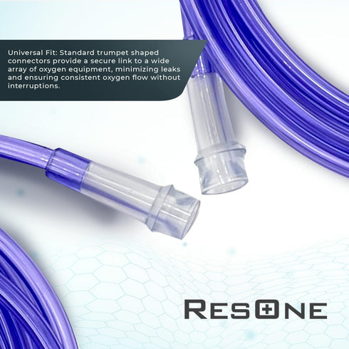 ResOne 5pk 50Ft Oxygen Supply Tubing, Crush Resistant Standard Connectors for Nasal Cannulas, Purple