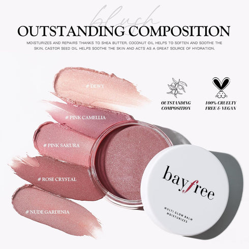 Mulit Glow Balm, Cream Blush for Cheeks, Hydrating, Creamy, Lightweight & Blendable Color, Vegan Face Balm, 0.63 Oz