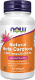 NOW Supplements Natural Beta Carotene 25,000 IU - 90 Softgels Essential Nutrition