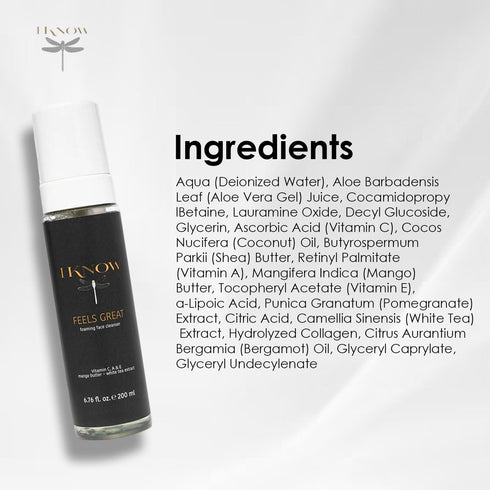 IKNOW FEELS GREAT Foaming Face Cleanser, Gentle Daily Wash for Deep Cleansing and Hydrating Skin Care (6.76 OZ)