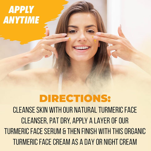 Turmeric Face Cream for Face & Body, All Natural Skin Brightening Lotion, Fades Scars and Evens Tone